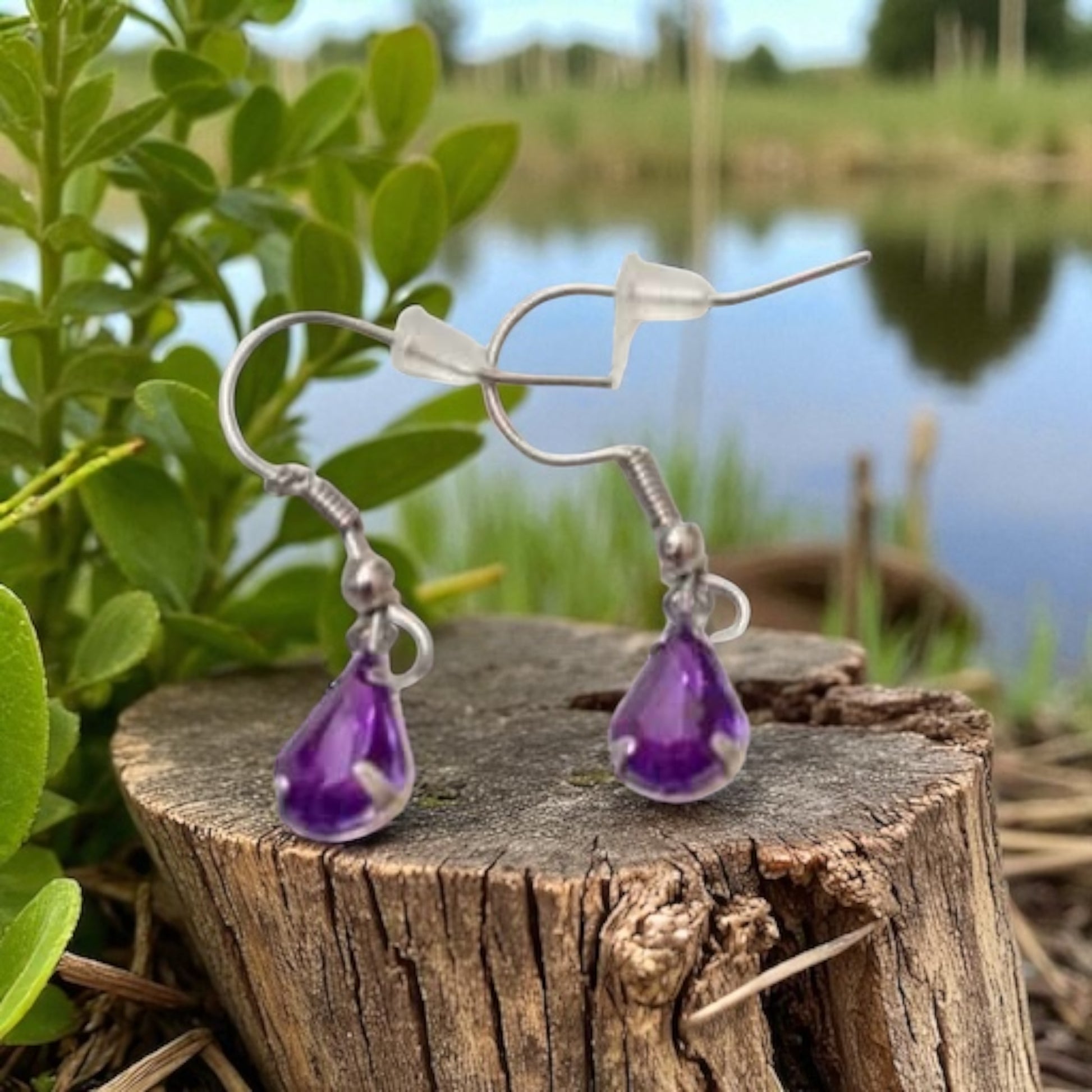 Boucles d'oreilles pierre violette
