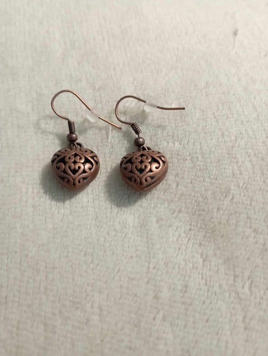 Boucles d'oreilles coeur cuivre