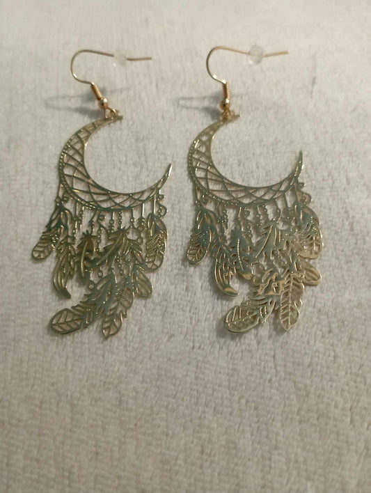 Boucles d'oreilles attrape rêve doré