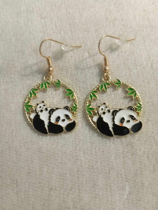 Boucles d'oreilles double panda