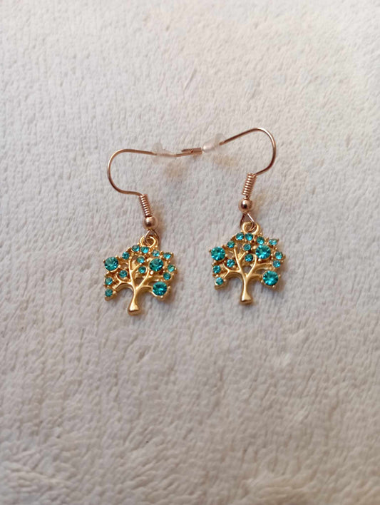 Boucles d'oreilles arbre de vie bleu