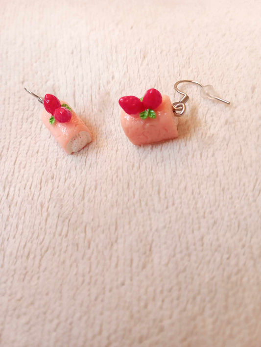 Boucles d'oreilles buches fraise