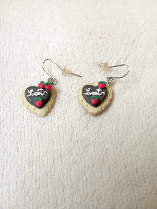 Boucles d'oreilles coeur gourmand