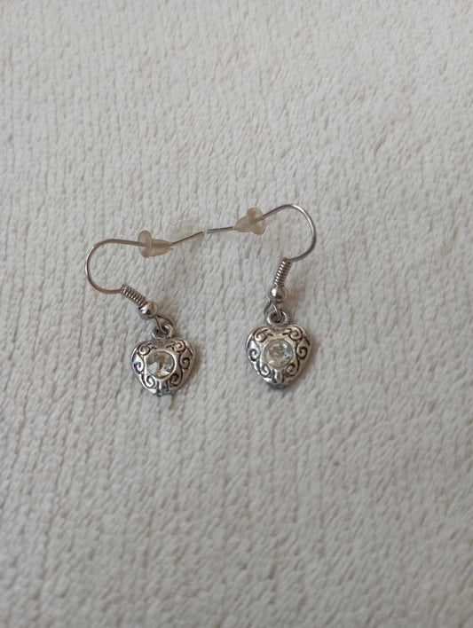 Boucles d'oreilles coeur strass