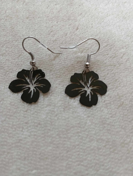 Boucles d'oreilles fleur d'hibiscus en filigrane