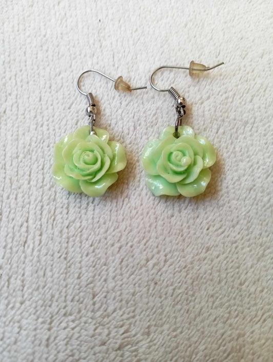 Boucles d'oreilles fleur verte