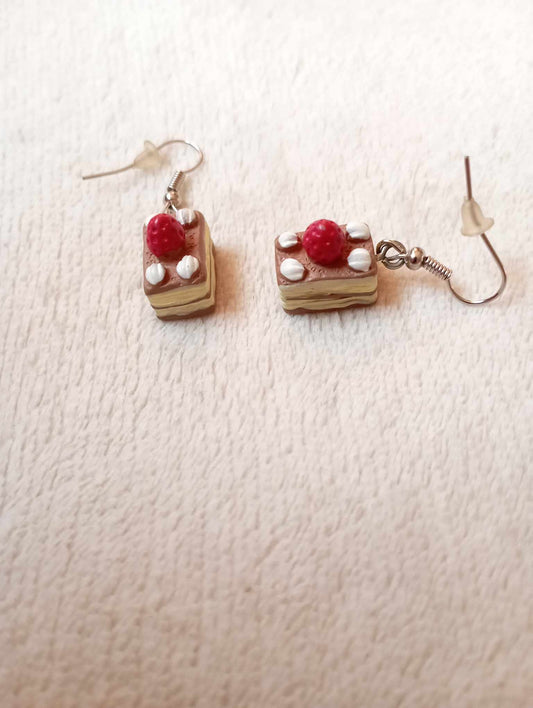 Boucles d'oreilles gateau chocolat