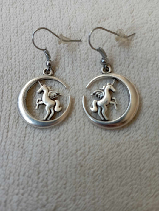 Boucles d'oreilles licorne lune