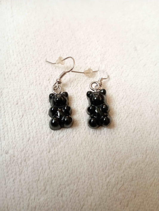 Boucles d'oreilles ourson noir