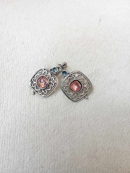 Boucles d'oreilles ancienne rose et bleu