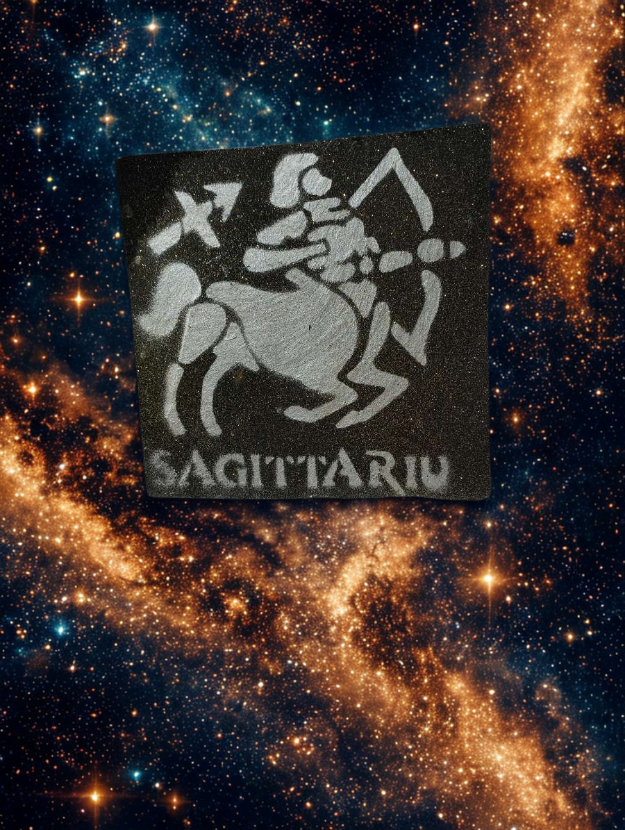 Ardoise signe astrologique sagittaire argenté
