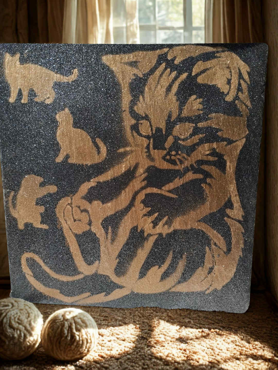 Ardoise déco peinture acrylique chatons joueurs

Ardoise peinte à la main motif quatre chatons mignons