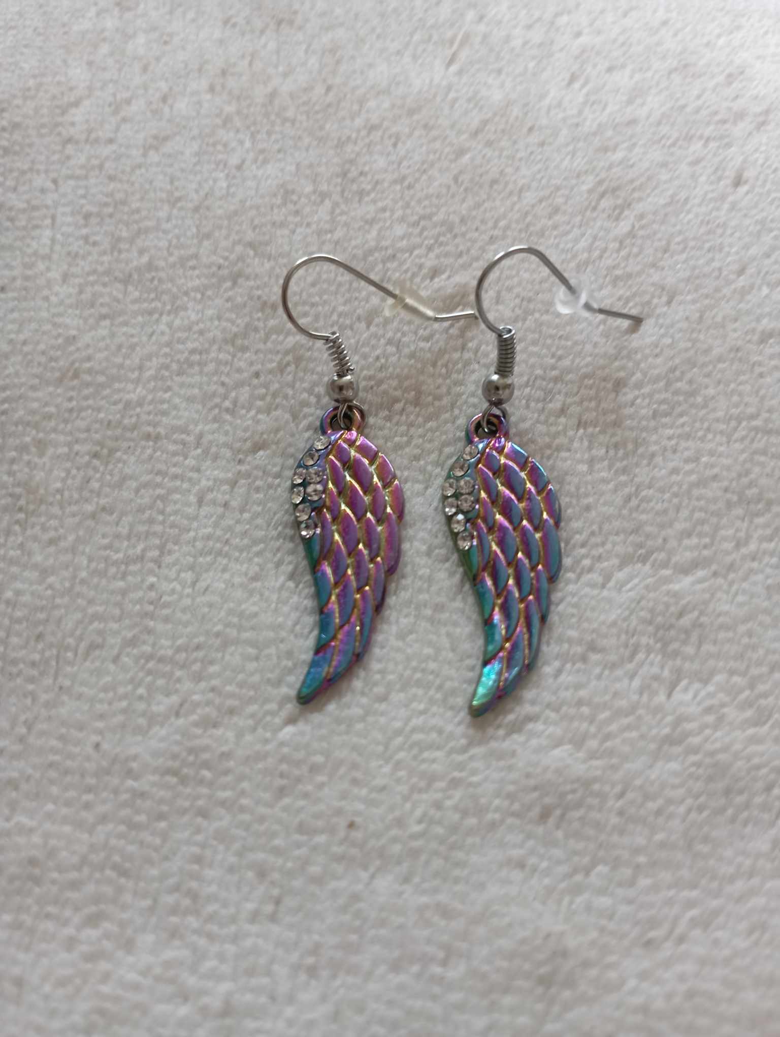 Boucles d'oreilles ailes strass multicolore - Les créations d'asuna