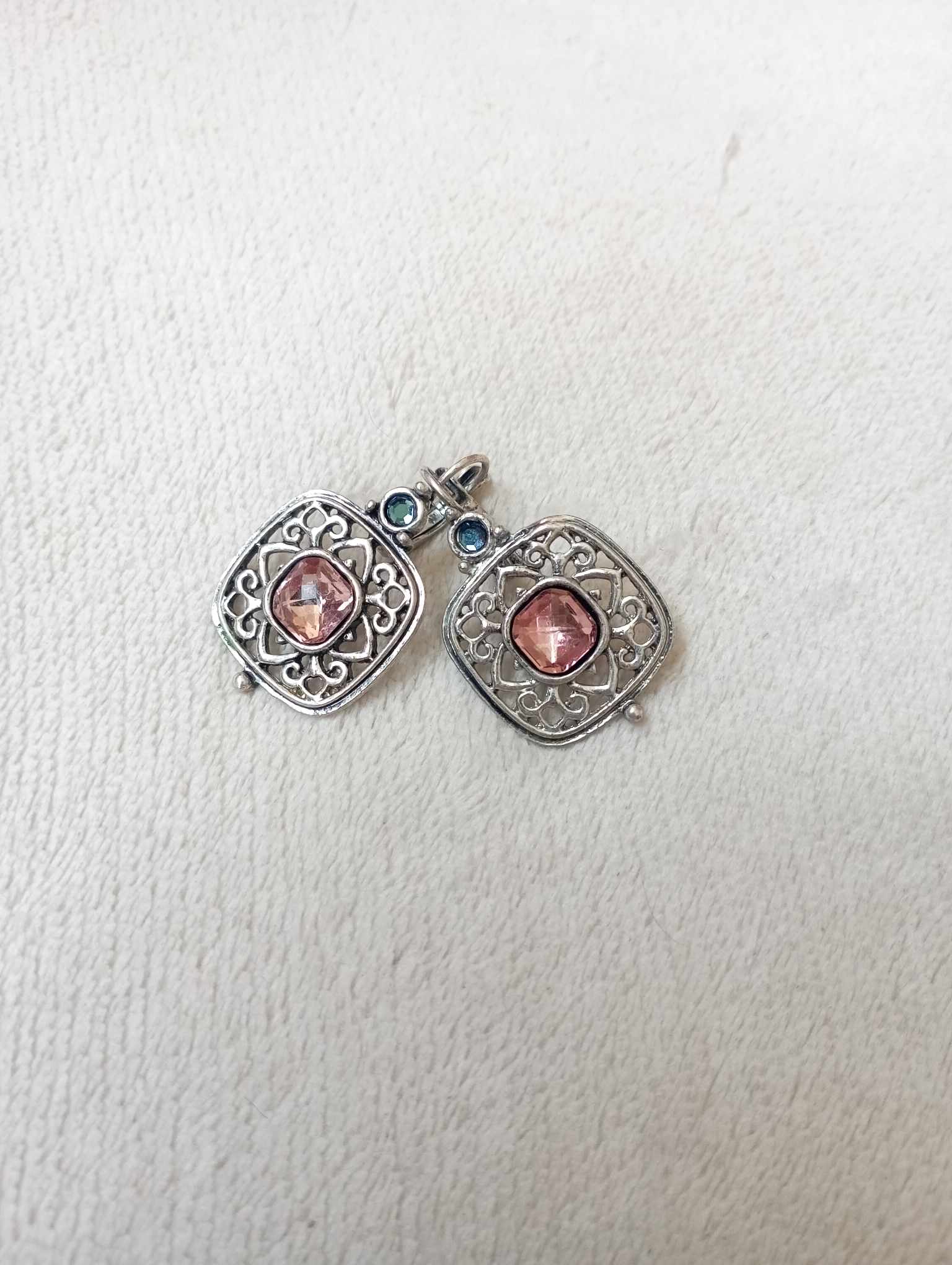 Boucles d'oreilles ancienne rose et bleu - Les créations d'asuna