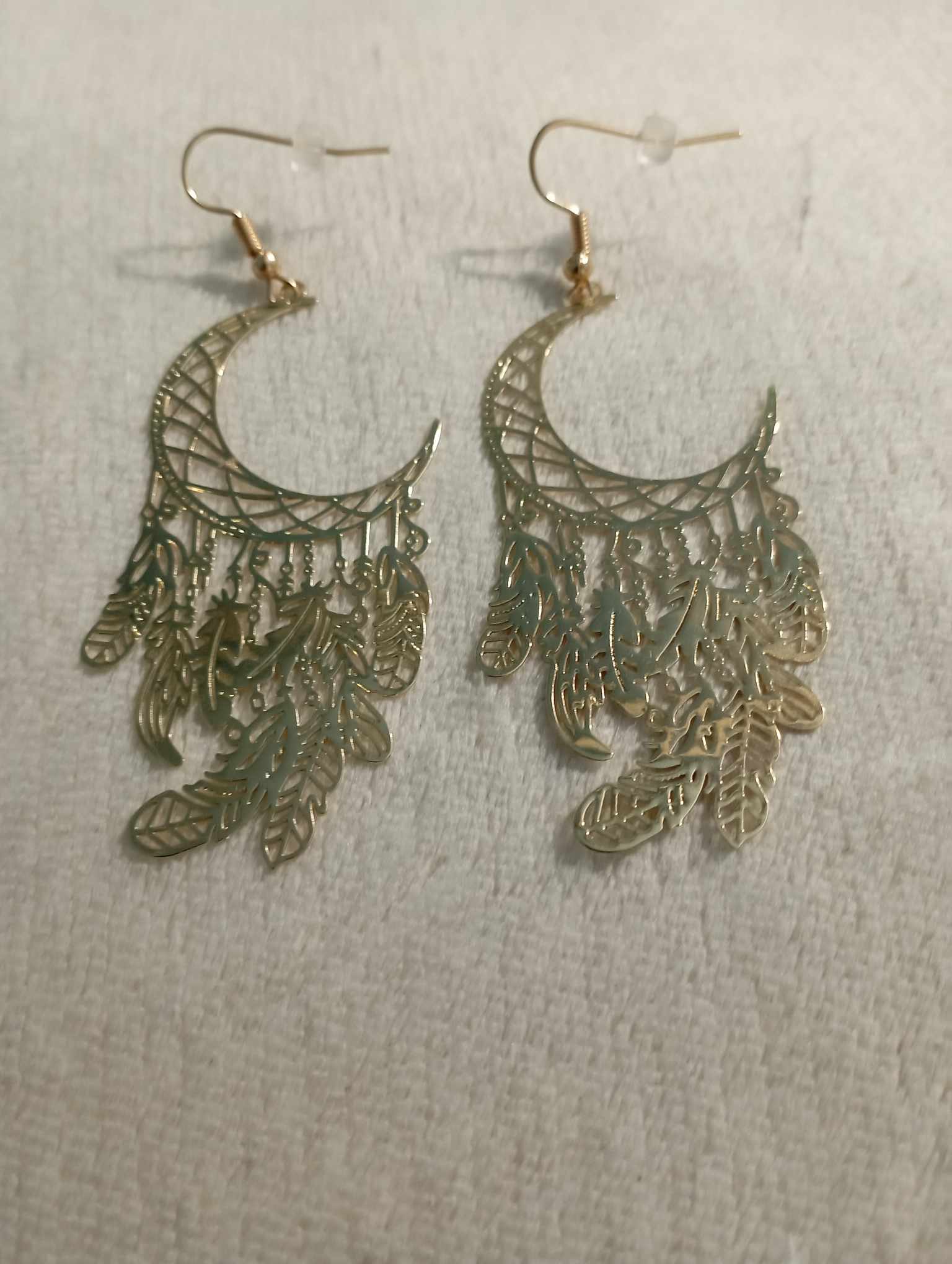 Boucles d'oreilles attrape rêve doré - Les créations d'asuna