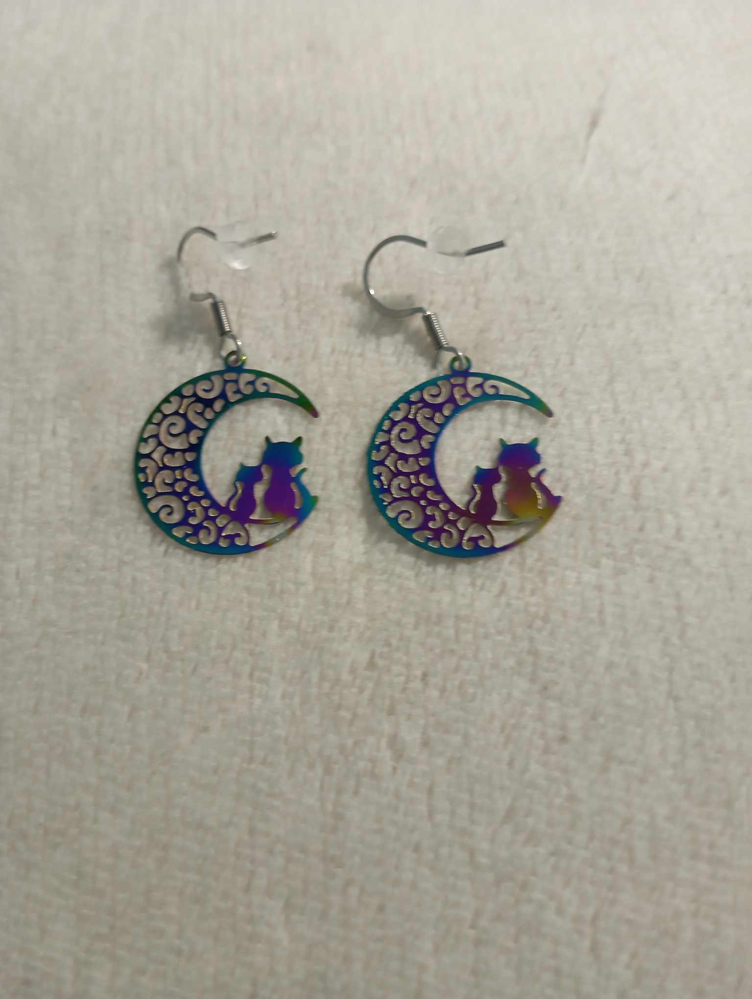 Boucles d'oreilles chat multicolore - Les créations d'asuna