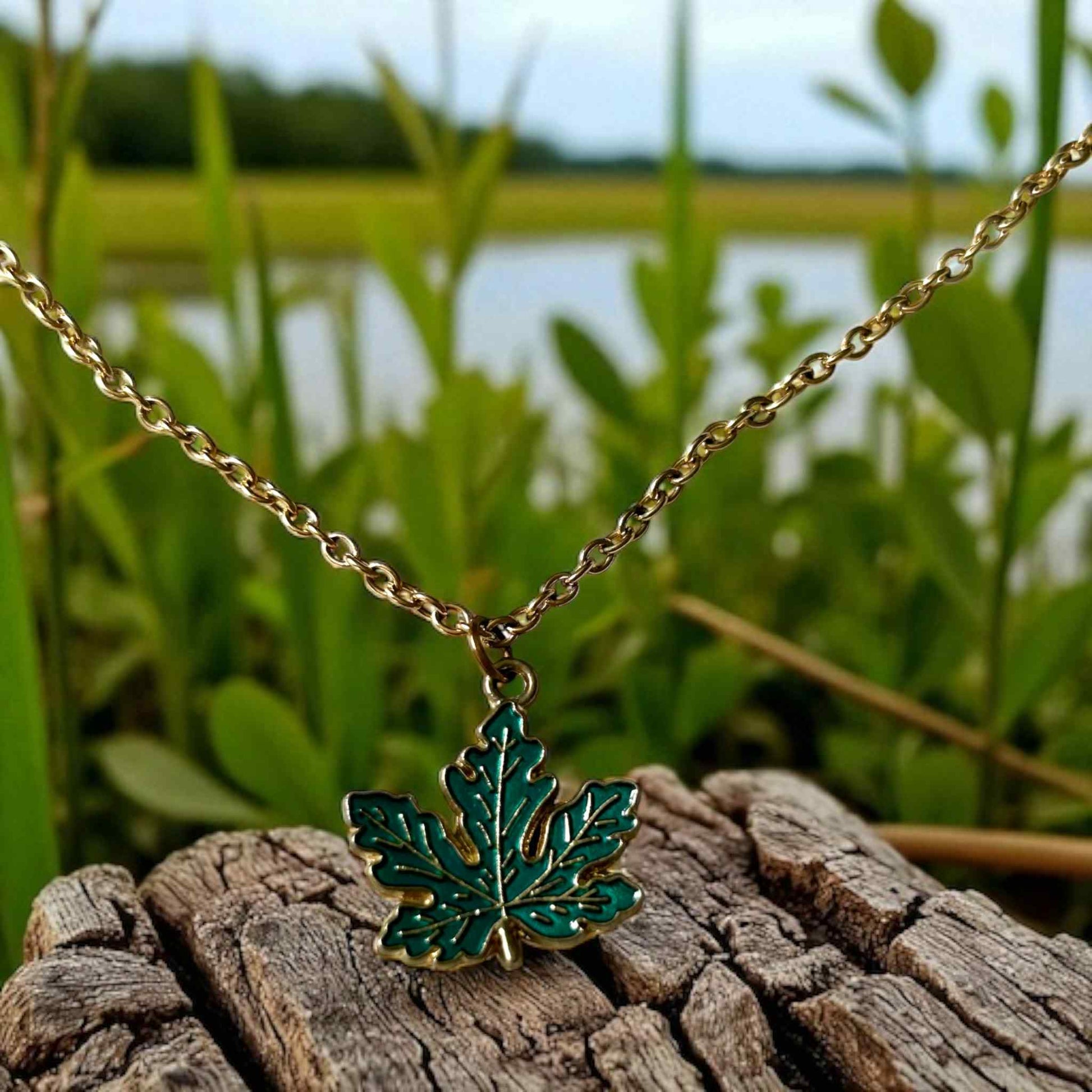Collier feuille d’érable verte sur chaîne fine en acier inoxydable hypoallergénique"

Bijou fantaisie nature – pendentif feuille verte sur chaîne inox