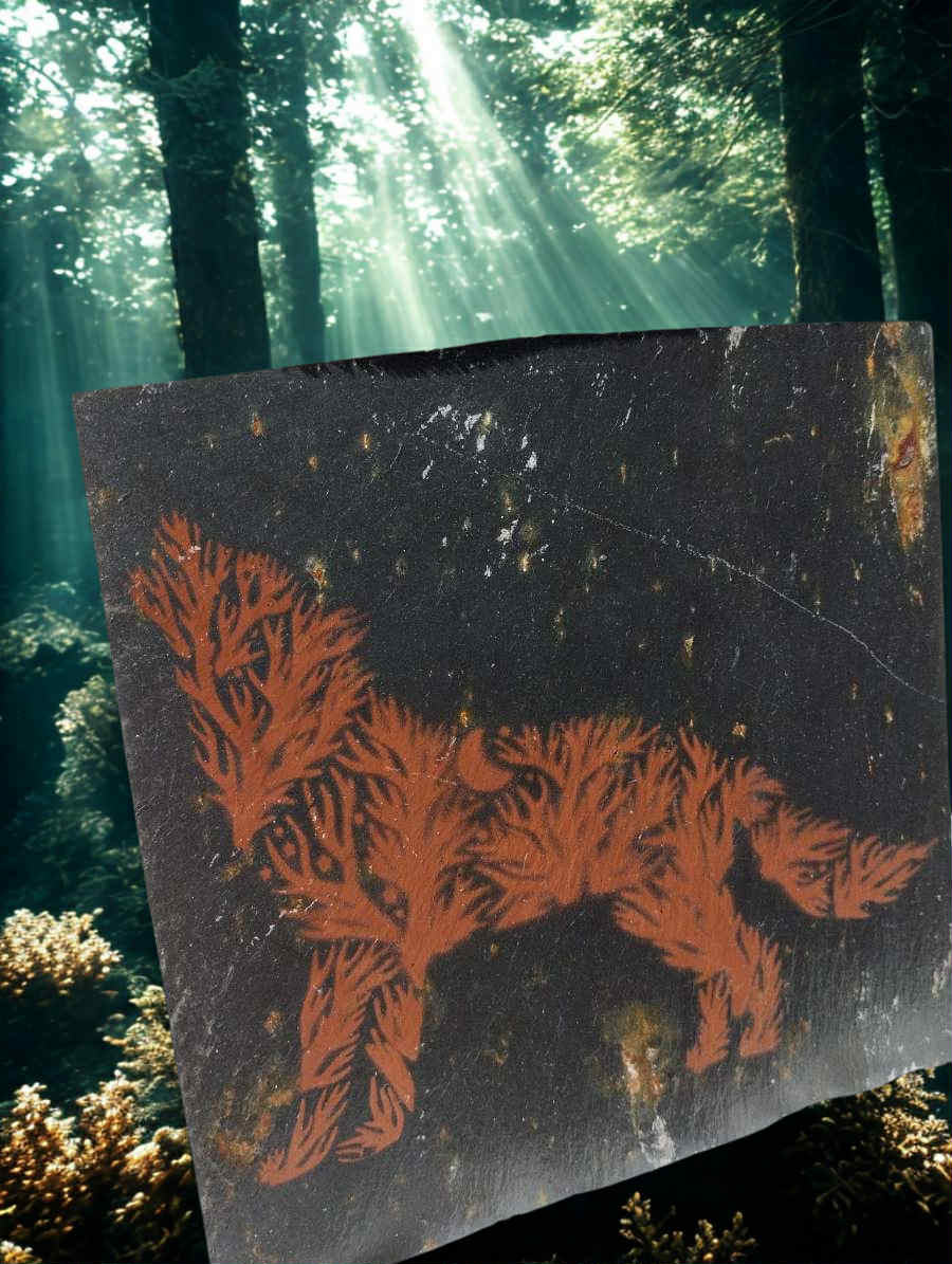 Ardoise loup a branches