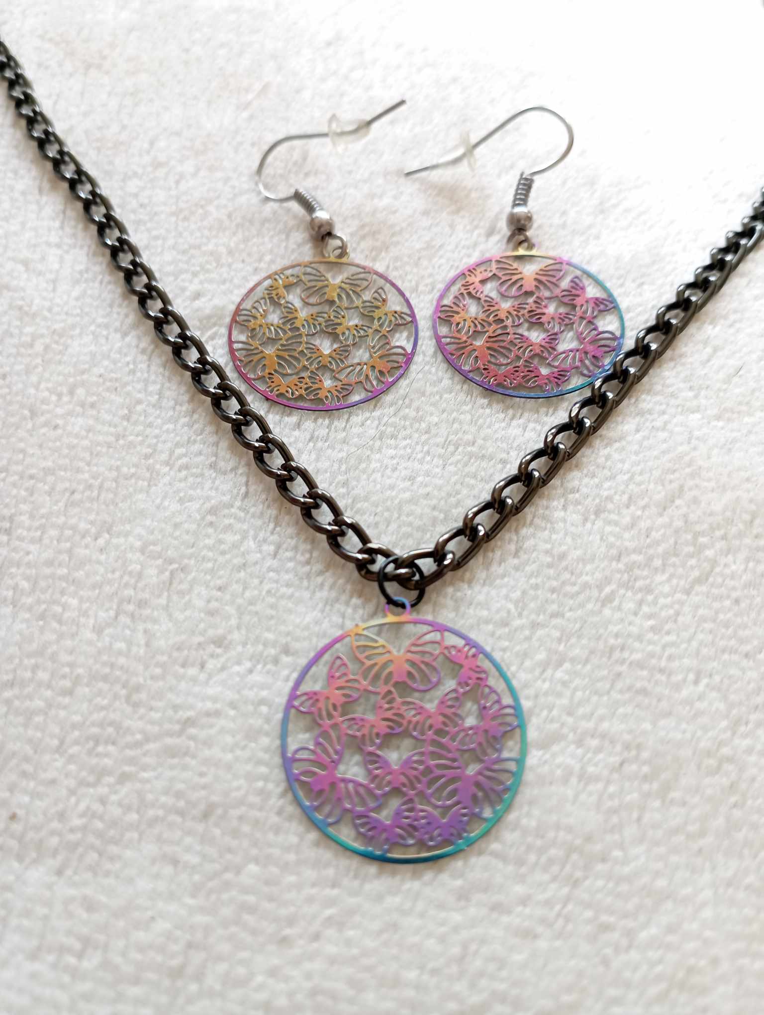 Parure petit papillon multicolore - Les créations d'asuna
